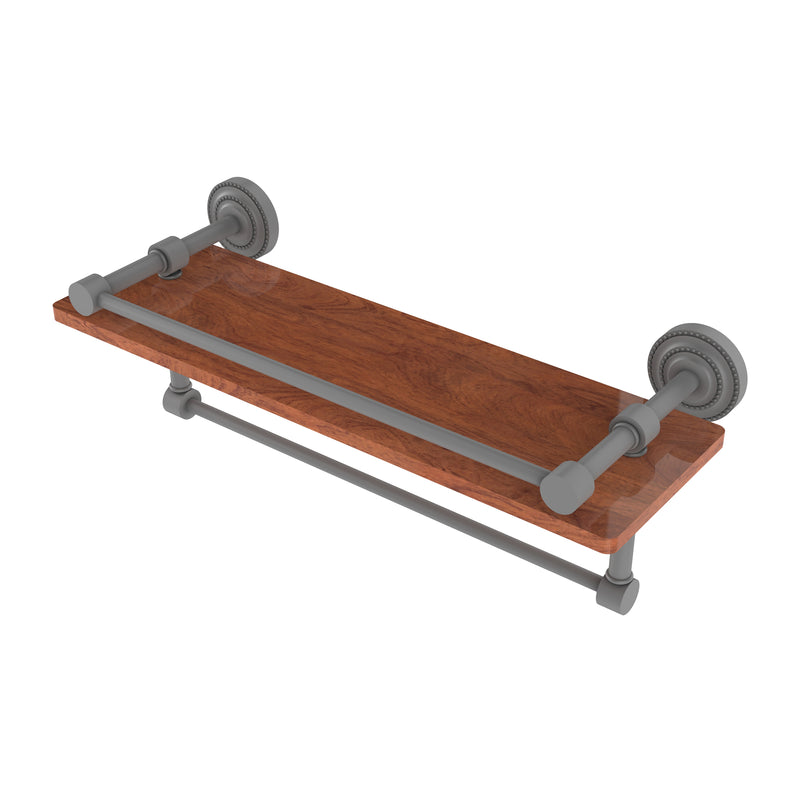 Allied Brass Dottingham Collection 16 Inch IPE Ironwood Shelf with Gallery Rail and Towel Bar DT-1TB-16-GAL-IRW-GYM