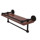Allied Brass Dottingham Collection 16 Inch IPE Ironwood Shelf with Gallery Rail and Towel Bar DT-1TB-16-GAL-IRW-ORB