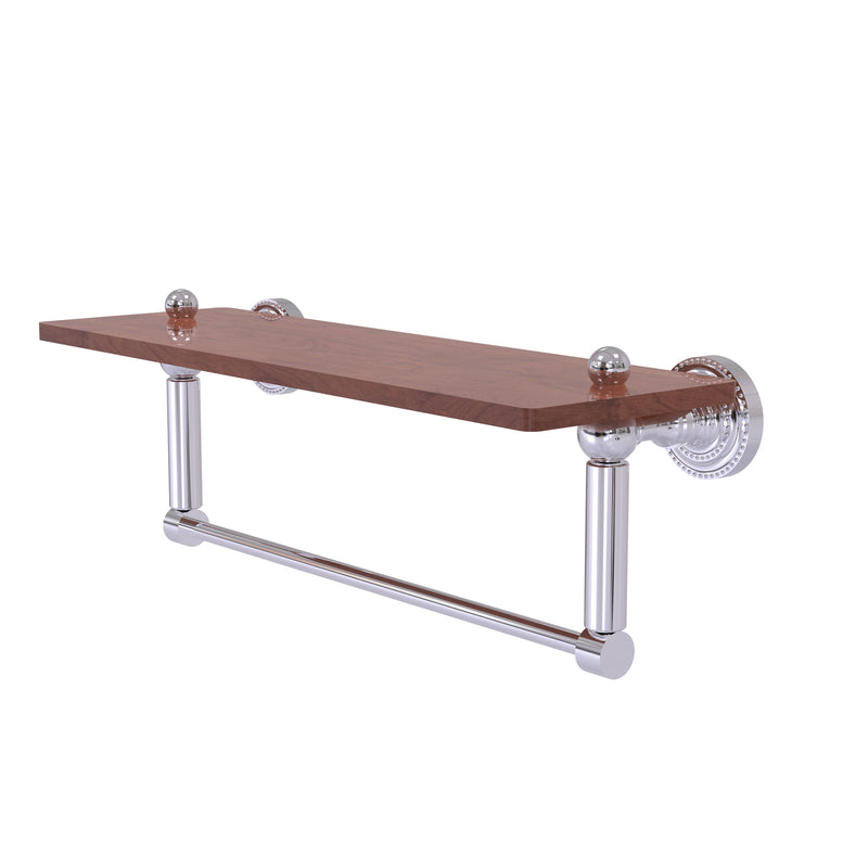 Allied Brass Dottingham Collection 16 Inch Solid IPE Ironwood Shelf with Integrated Towel Bar DT-1TB-16-IRW-PC