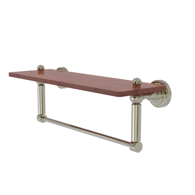 Allied Brass Dottingham Collection 16 Inch Solid IPE Ironwood Shelf with Integrated Towel Bar DT-1TB-16-IRW-PNI