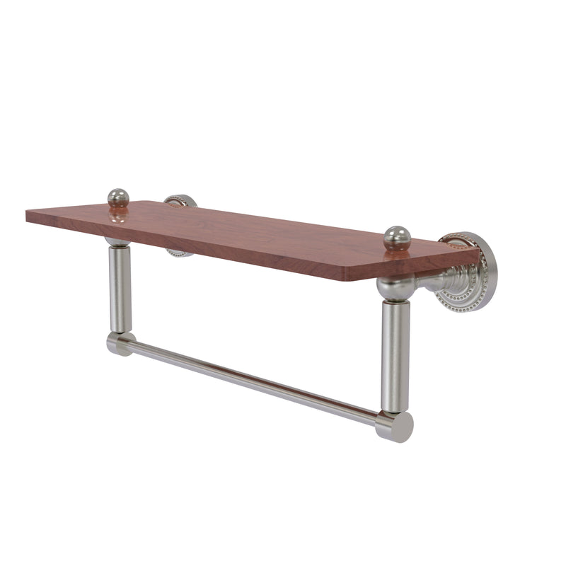 Allied Brass Dottingham Collection 16 Inch Solid IPE Ironwood Shelf with Integrated Towel Bar DT-1TB-16-IRW-SN