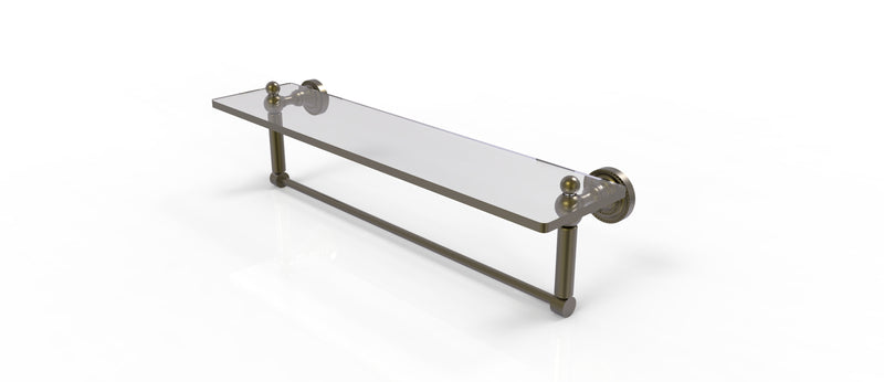 Allied Brass Dottingham 22 Inch Glass Vanity Shelf with Integrated Towel Bar DT-1TB-22-ABR