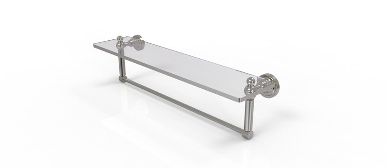 Allied Brass Dottingham 22 Inch Glass Vanity Shelf with Integrated Towel Bar DT-1TB-22-SN