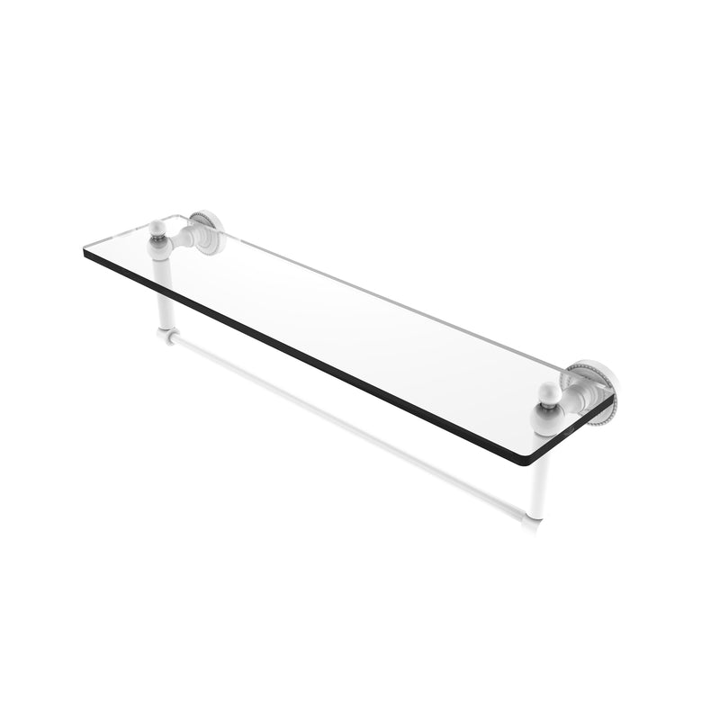 Allied Brass Dottingham 22 Inch Glass Vanity Shelf with Integrated Towel Bar DT-1TB-22-WHM