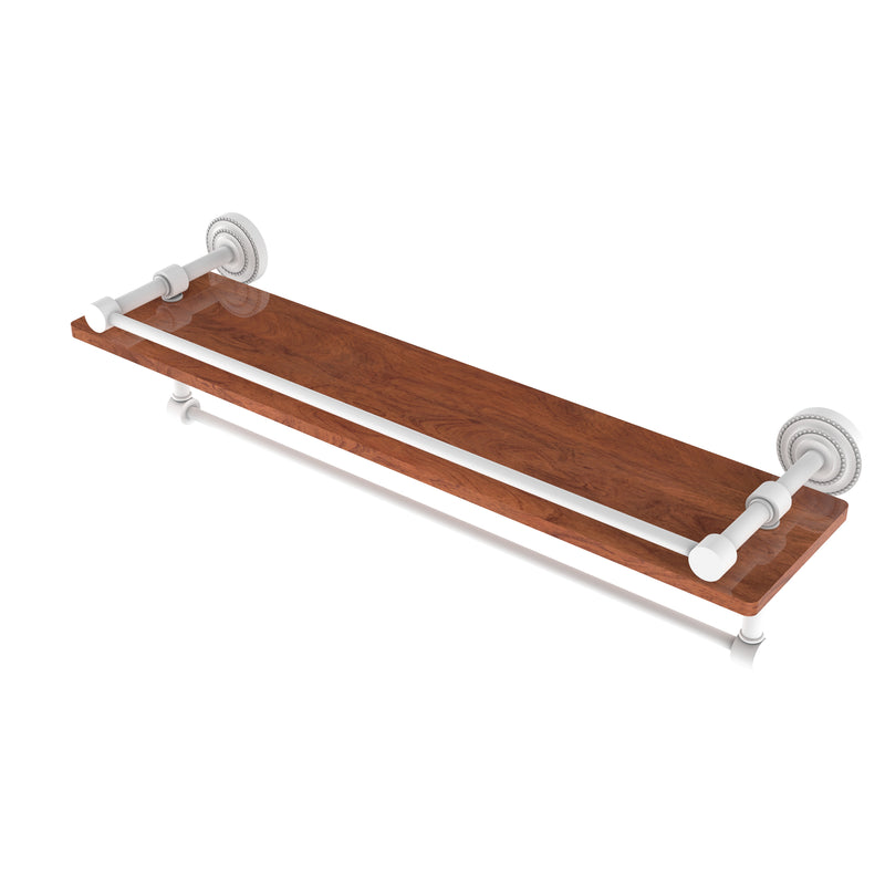 Allied Brass Dottingham Collection 22 Inch IPE Ironwood Shelf with Gallery Rail and Towel Bar DT-1TB-22-GAL-IRW-WHM
