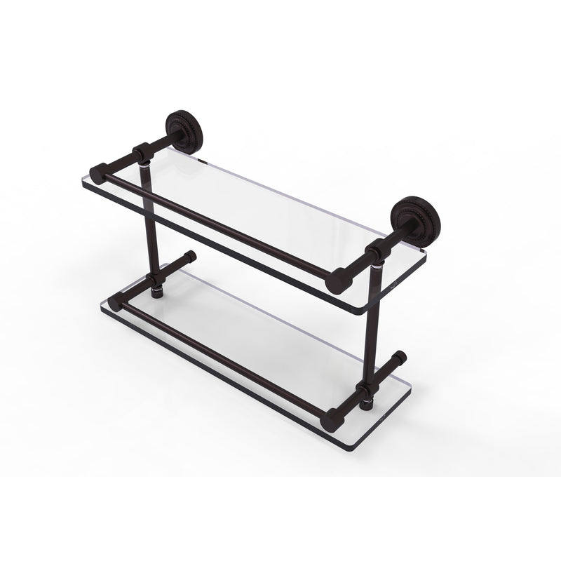 Allied Brass Dottingham 16 Inch Double Glass Shelf with Gallery Rail DT-2-16-GAL-ABZ