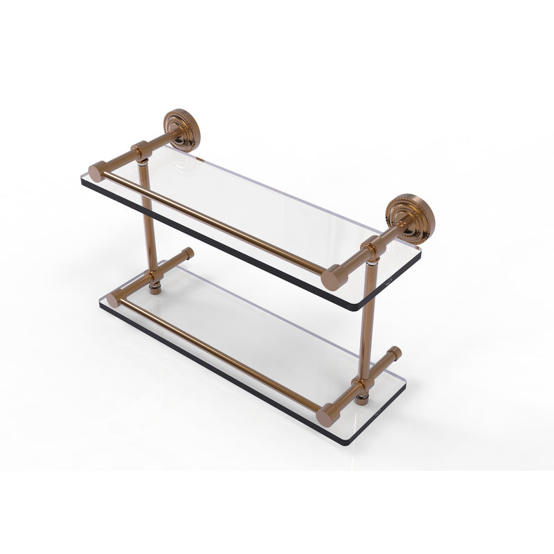 Allied Brass Dottingham 16 Inch Double Glass Shelf with Gallery Rail DT-2-16-GAL-BBR