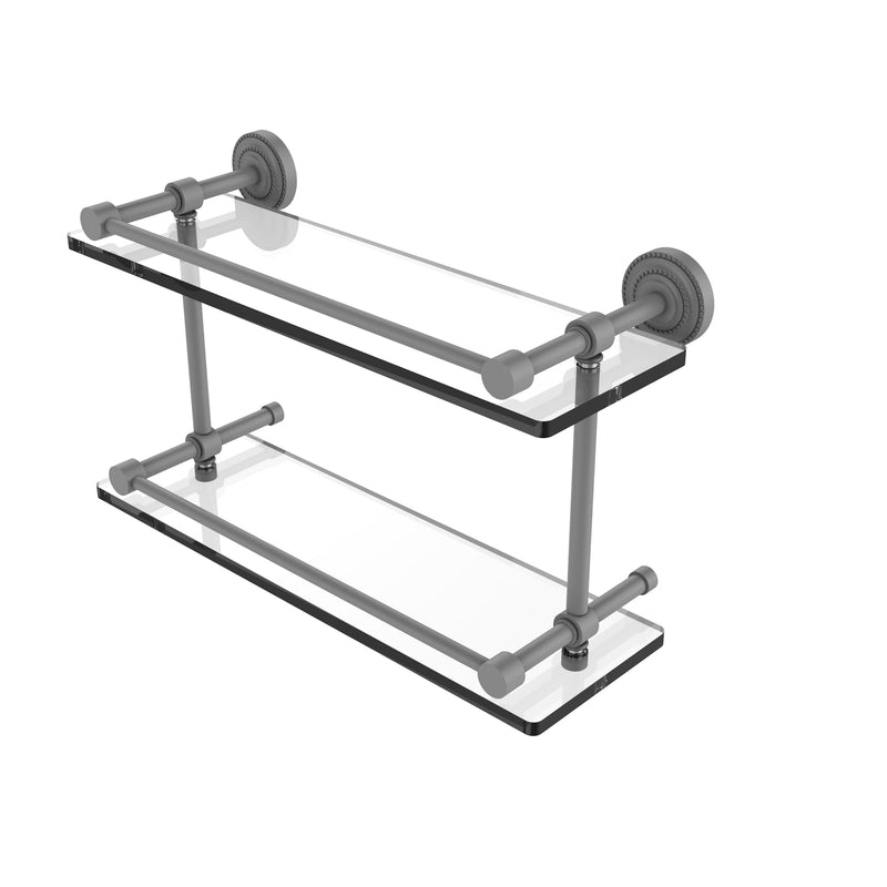 Allied Brass Dottingham 16 Inch Double Glass Shelf with Gallery Rail DT-2-16-GAL-GYM