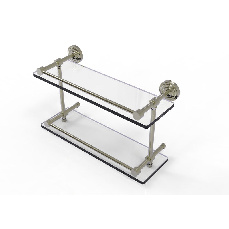 Allied Brass Dottingham 16 Inch Double Glass Shelf with Gallery Rail DT-2-16-GAL-PNI