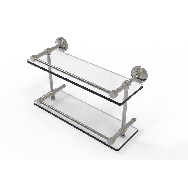 Allied Brass Dottingham 16 Inch Double Glass Shelf with Gallery Rail DT-2-16-GAL-SN