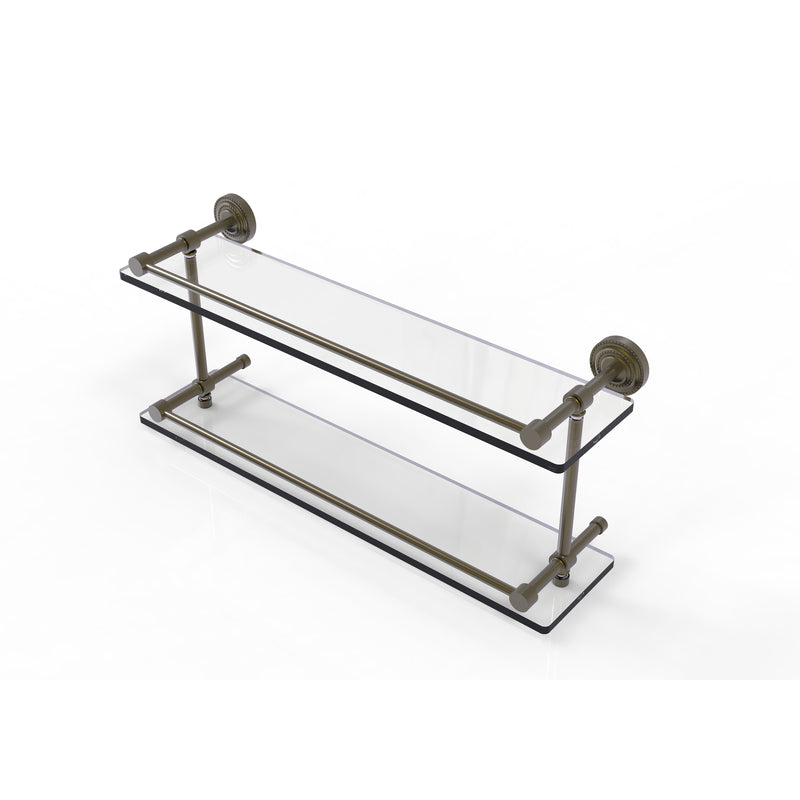 Allied Brass Dottingham 22 Inch Double Glass Shelf with Gallery Rail DT-2-22-GAL-ABR