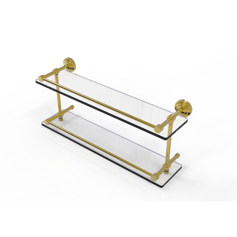 Allied Brass Dottingham 22 Inch Double Glass Shelf with Gallery Rail DT-2-22-GAL-PB