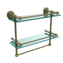 Allied Brass Dottingham 16 Inch Gallery Double Glass Shelf with Towel Bar DT-2TB-16-GAL-ABR