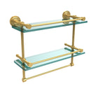 Allied Brass Dottingham 16 Inch Gallery Double Glass Shelf with Towel Bar DT-2TB-16-GAL-PB