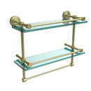 Allied Brass Dottingham 16 Inch Gallery Double Glass Shelf with Towel Bar DT-2TB-16-GAL-SBR