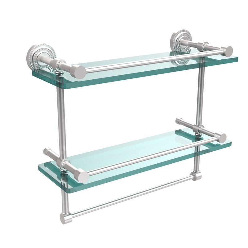 Allied Brass Dottingham 16 Inch Gallery Double Glass Shelf with Towel Bar DT-2TB-16-GAL-SCH