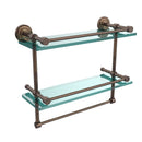 Allied Brass Dottingham 16 Inch Gallery Double Glass Shelf with Towel Bar DT-2TB-16-GAL-VB