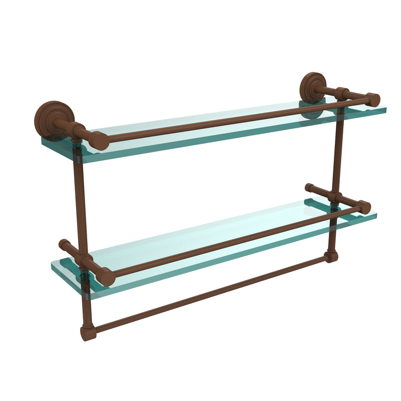 Allied Brass Dottingham 22 Inch Gallery Double Glass Shelf with Towel Bar DT-2TB-22-GAL-ABZ