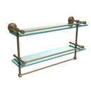 Allied Brass Dottingham 22 Inch Gallery Double Glass Shelf with Towel Bar DT-2TB-22-GAL-BBR