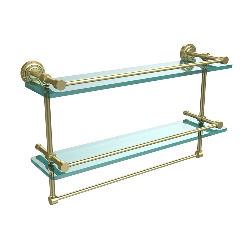 Allied Brass Dottingham 22 Inch Gallery Double Glass Shelf with Towel Bar DT-2TB-22-GAL-SBR