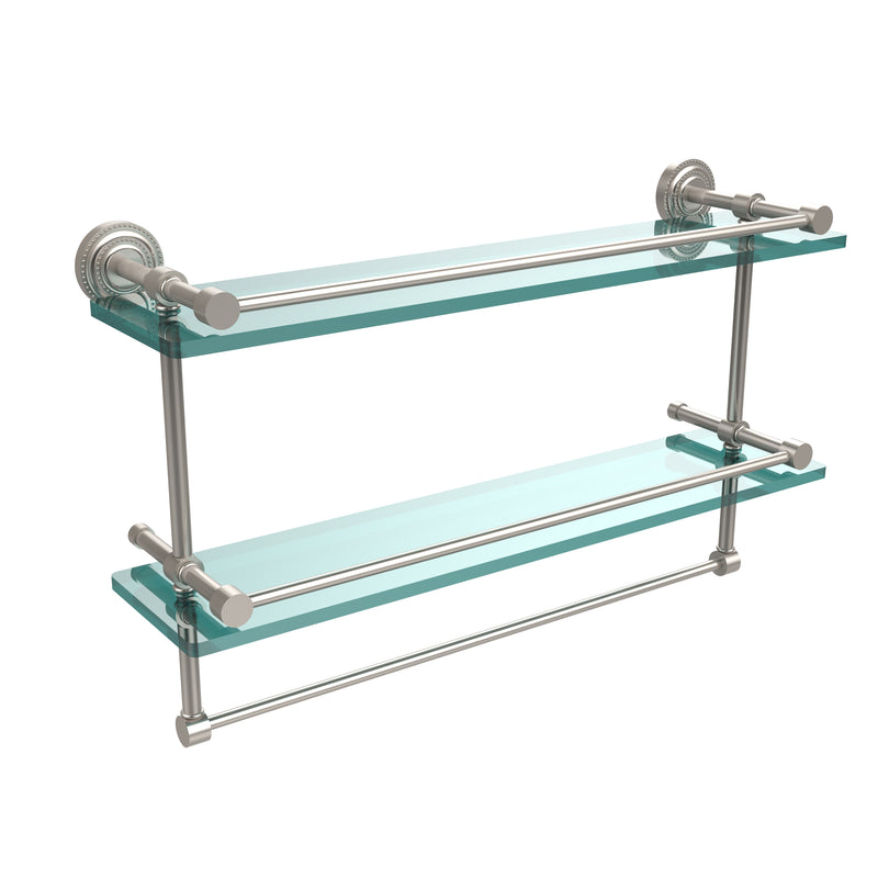 Allied Brass Dottingham 22 Inch Gallery Double Glass Shelf with Towel Bar DT-2TB-22-GAL-SN