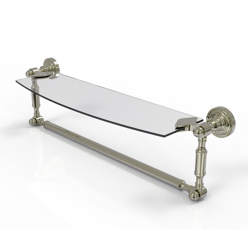 Allied Brass Dottingham 18 Inch Glass Vanity Shelf with Integrated Towel Bar DT-33TB-18-PNI