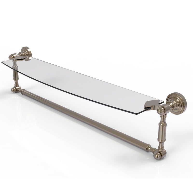 Allied Brass Dottingham 24 Inch Glass Vanity Shelf with Integrated Towel Bar DT-33TB-24-PEW