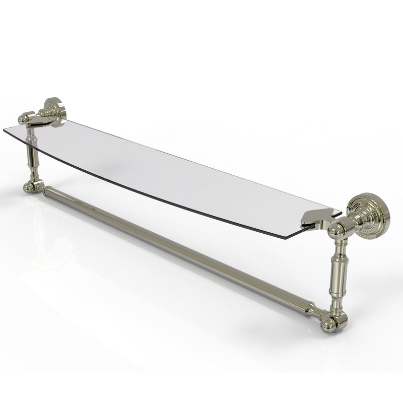 Allied Brass Dottingham 24 Inch Glass Vanity Shelf with Integrated Towel Bar DT-33TB-24-PNI