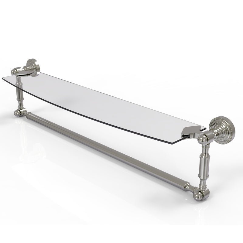 Allied Brass Dottingham 24 Inch Glass Vanity Shelf with Integrated Towel Bar DT-33TB-24-SN