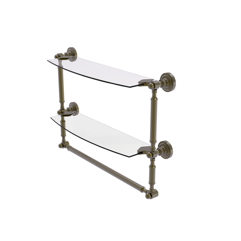 Allied Brass Dottingham Collection 18 Inch Two Tiered Glass Shelf with Integrated Towel Bar DT-34TB-18-ABR