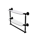 Allied Brass Dottingham Collection 18 Inch Two Tiered Glass Shelf with Integrated Towel Bar DT-34TB-18-BKM