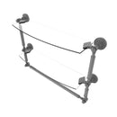 Allied Brass Dottingham Collection 18 Inch Two Tiered Glass Shelf with Integrated Towel Bar DT-34TB-18-GYM