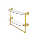Allied Brass Dottingham Collection 18 Inch Two Tiered Glass Shelf with Integrated Towel Bar DT-34TB-18-PB