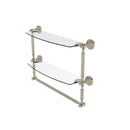 Allied Brass Dottingham Collection 18 Inch Two Tiered Glass Shelf with Integrated Towel Bar DT-34TB-18-PNI