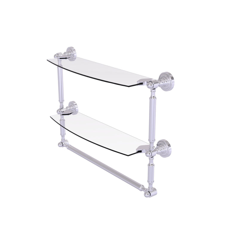 Allied Brass Dottingham Collection 18 Inch Two Tiered Glass Shelf with Integrated Towel Bar DT-34TB-18-SCH