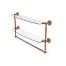 Allied Brass Dottingham Collection 24 Inch Two Tiered Glass Shelf with Integrated Towel Bar DT-34TB-24-BBR