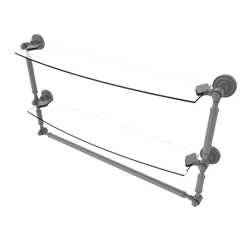 Allied Brass Dottingham Collection 24 Inch Two Tiered Glass Shelf with Integrated Towel Bar DT-34TB-24-GYM