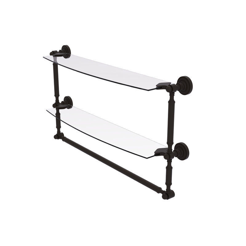 Allied Brass Dottingham Collection 24 Inch Two Tiered Glass Shelf with Integrated Towel Bar DT-34TB-24-ORB