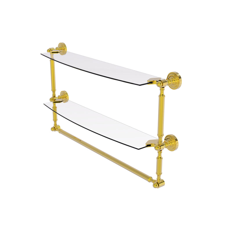 Allied Brass Dottingham Collection 24 Inch Two Tiered Glass Shelf with Integrated Towel Bar DT-34TB-24-PB