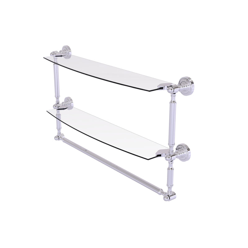 Allied Brass Dottingham Collection 24 Inch Two Tiered Glass Shelf with Integrated Towel Bar DT-34TB-24-PC