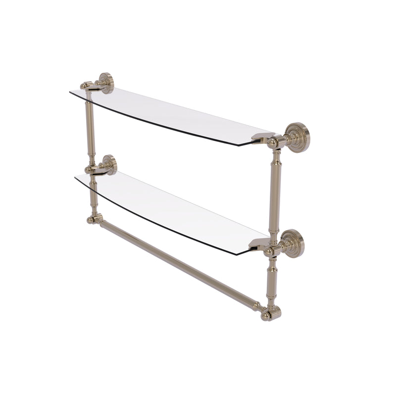 Allied Brass Dottingham Collection 24 Inch Two Tiered Glass Shelf with Integrated Towel Bar DT-34TB-24-PEW