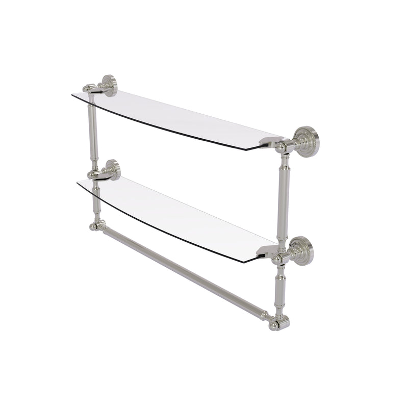 Allied Brass Dottingham Collection 24 Inch Two Tiered Glass Shelf with Integrated Towel Bar DT-34TB-24-SN