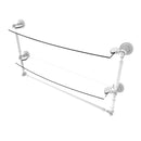 Allied Brass Dottingham Collection 24 Inch Two Tiered Glass Shelf with Integrated Towel Bar DT-34TB-24-WHM