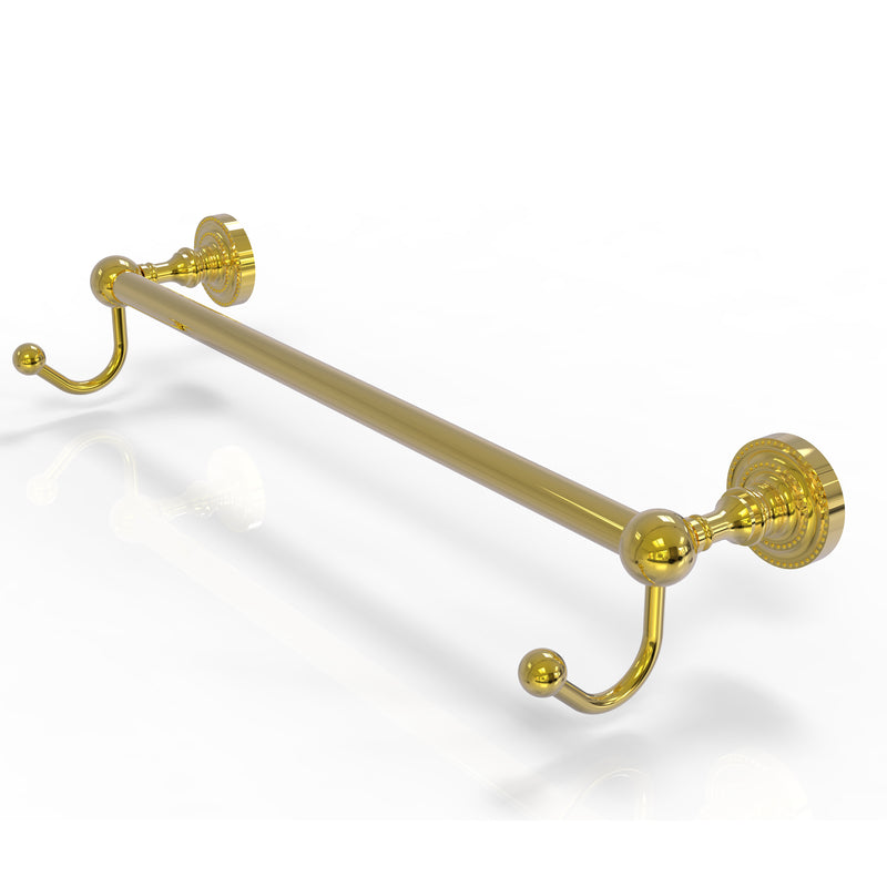 Allied Brass Dottingham Collection 18 Inch Towel Bar with Integrated Hooks DT-41-18-HK-PB