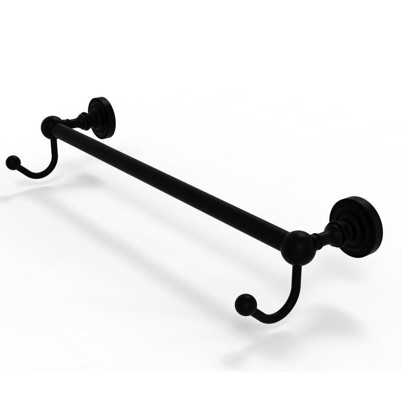 Allied Brass Dottingham Collection 24 Inch Towel Bar with Integrated Hooks DT-41-24-HK-BKM