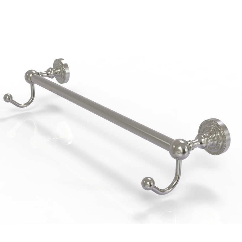 Allied Brass Dottingham Collection 24 Inch Towel Bar with Integrated Hooks DT-41-24-HK-SN