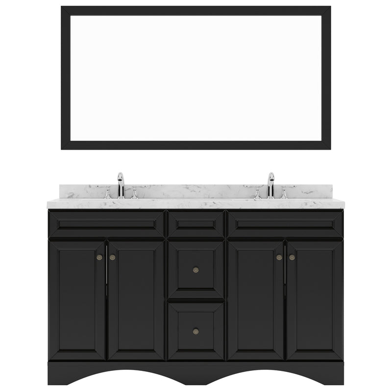 Modern Fittings Talisa 60" Double Bath Vanity with Cultured Marble Quartz Top and Round Sinks with Faucets with Matching Mirror