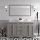 Modern Fittings Talisa 60" Double Bath Vanity with Cultured Marble Quartz Top and Round Sinks with Faucets with Matching Mirror