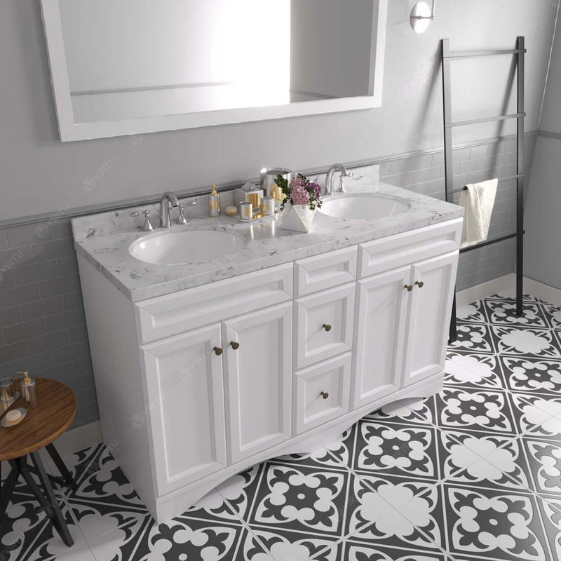 Modern Fittings Talisa 60" Double Bath Vanity with Cultured Marble Quartz Top and Round Sinks