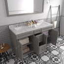 Modern Fittings Talisa 60" Double Bath Vanity with Cultured Marble Quartz Top and Square Sinks with Faucets with Matching Mirror